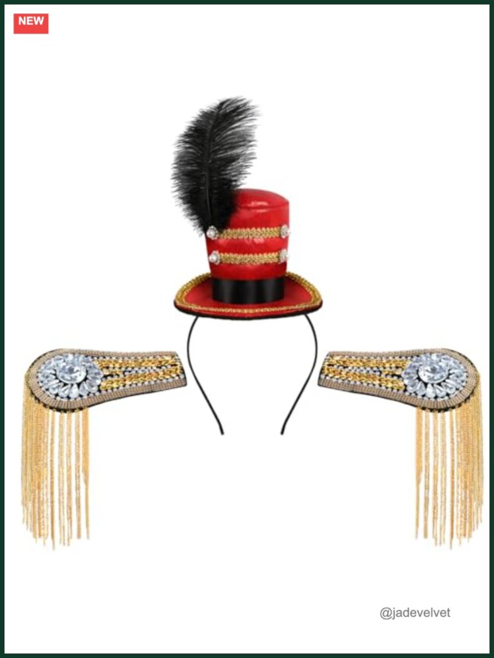 Circus Ringmaster Costume Accessory Set Mini Hat Headband Shoulder Epaulets